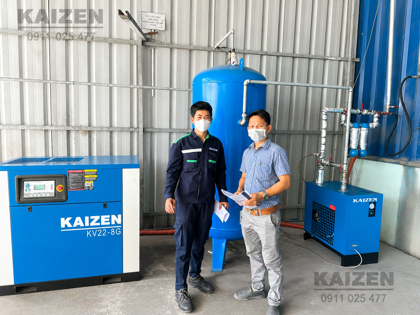 Máy nén khí trục vít 120hp 90kw KAIZEN