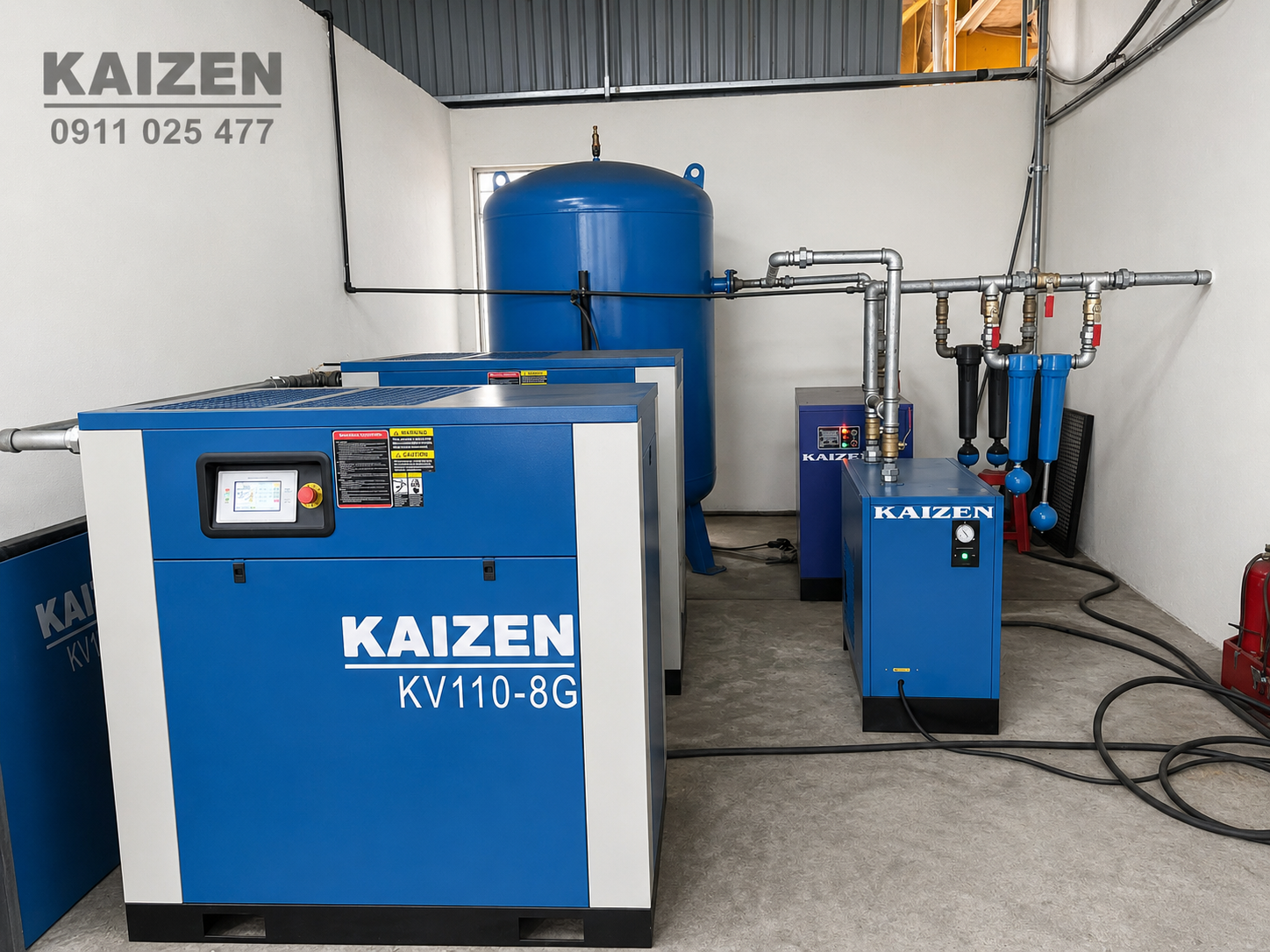Máy nén khí trục vít 120hp 90kw KAIZEN