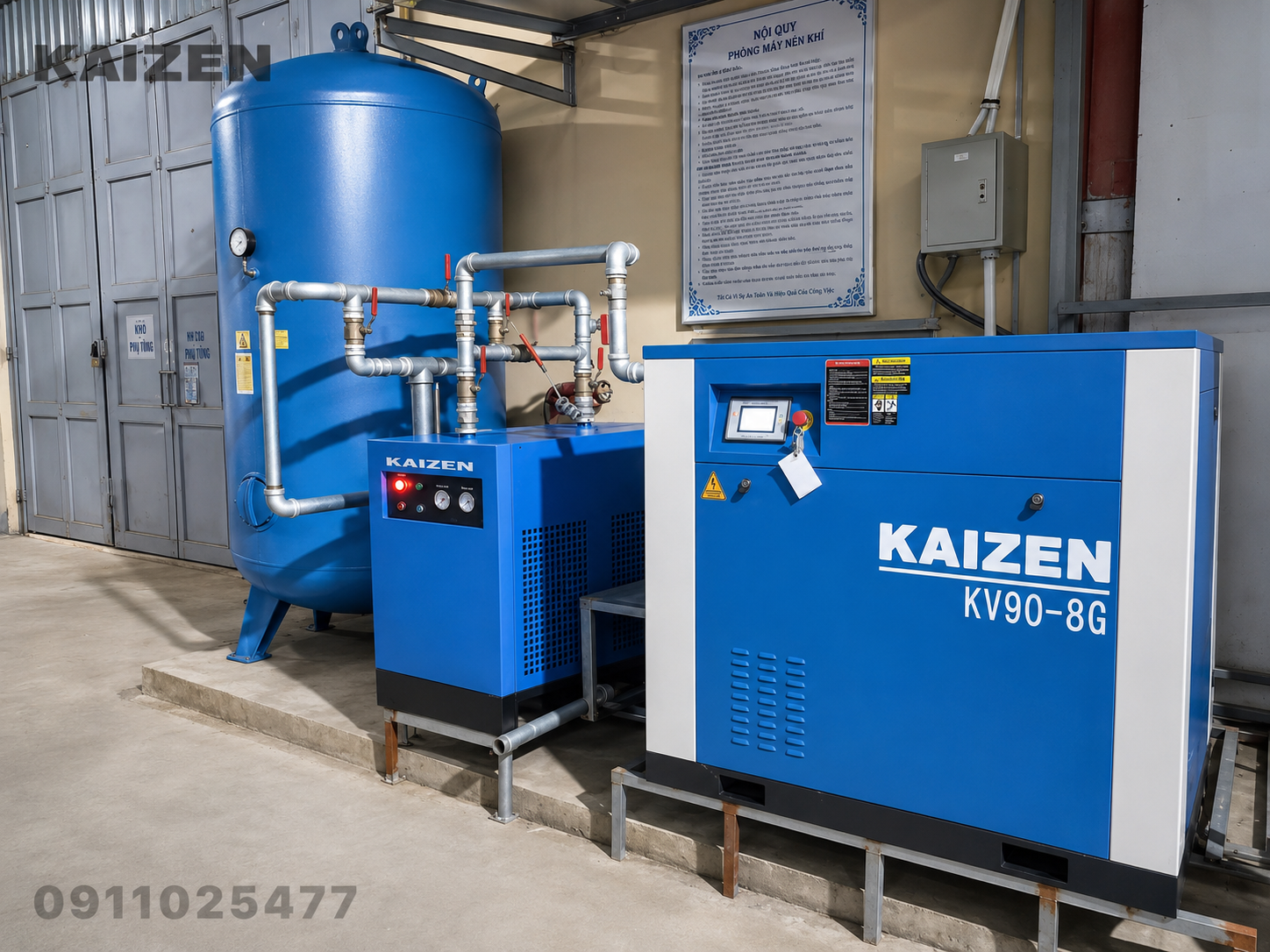 Máy nén khí trục vít 120hp 90kw KAIZEN