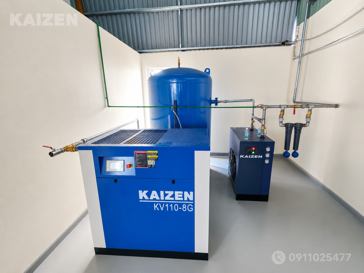 Máy nén khí trục vít 150hp 110kw KAIZEN