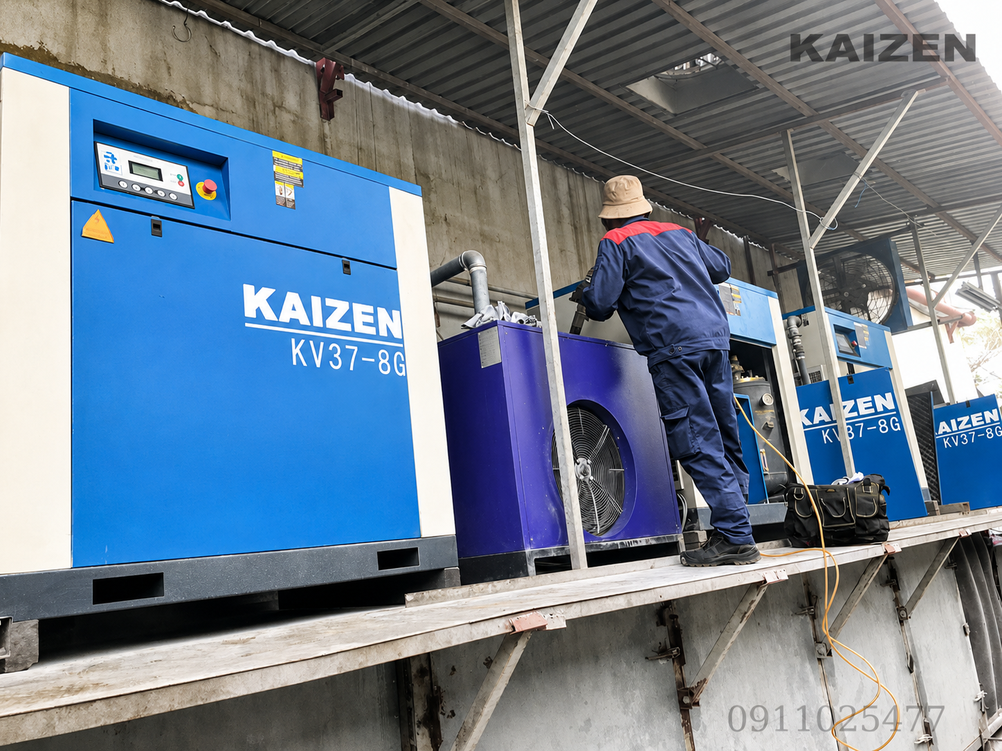 Máy nén khí trục vít 15kw 20hp KAIZEN