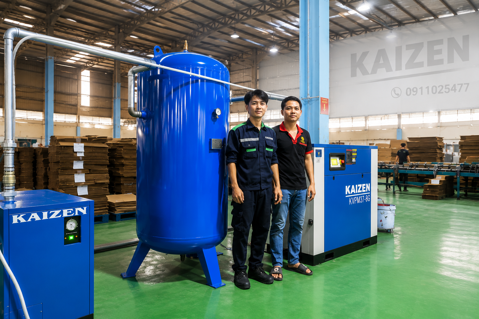 Máy nén khí trục vít 15kw 20hp KAIZEN